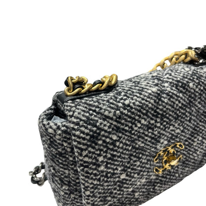 Used CHANEL Tweed Chanel 19 Handbag Black White
