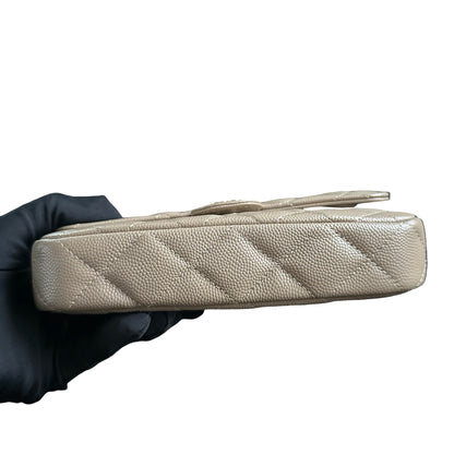Used CHANEL Quilted Lambskin Flap Bag Handbag Beige GHW
