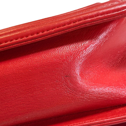 Used CHANEL Stingray Leather Boy Crossbody Bag Red