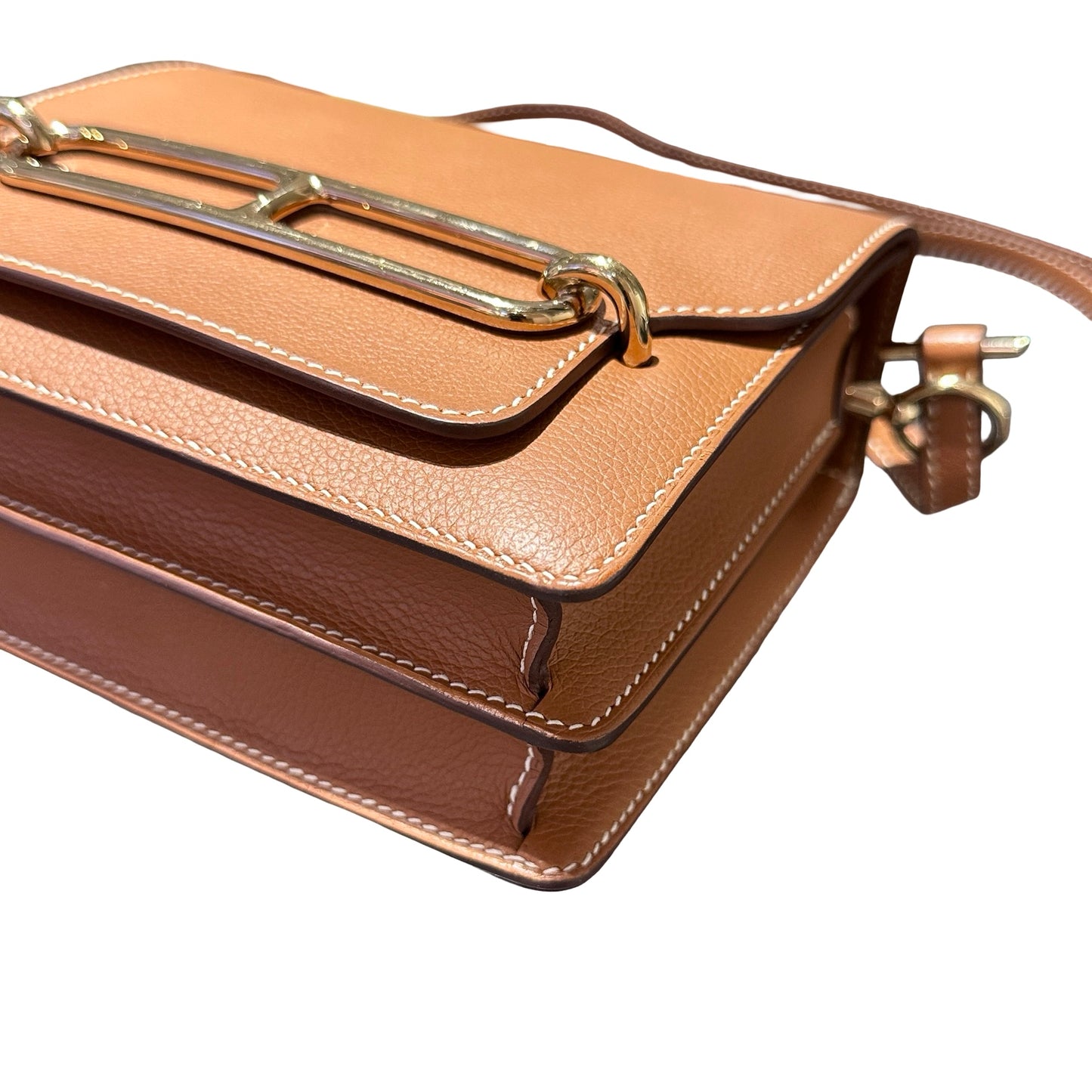 Used HERMÈS Evercolor leather MINI ROULIS Cross Body Bag GHW Gold