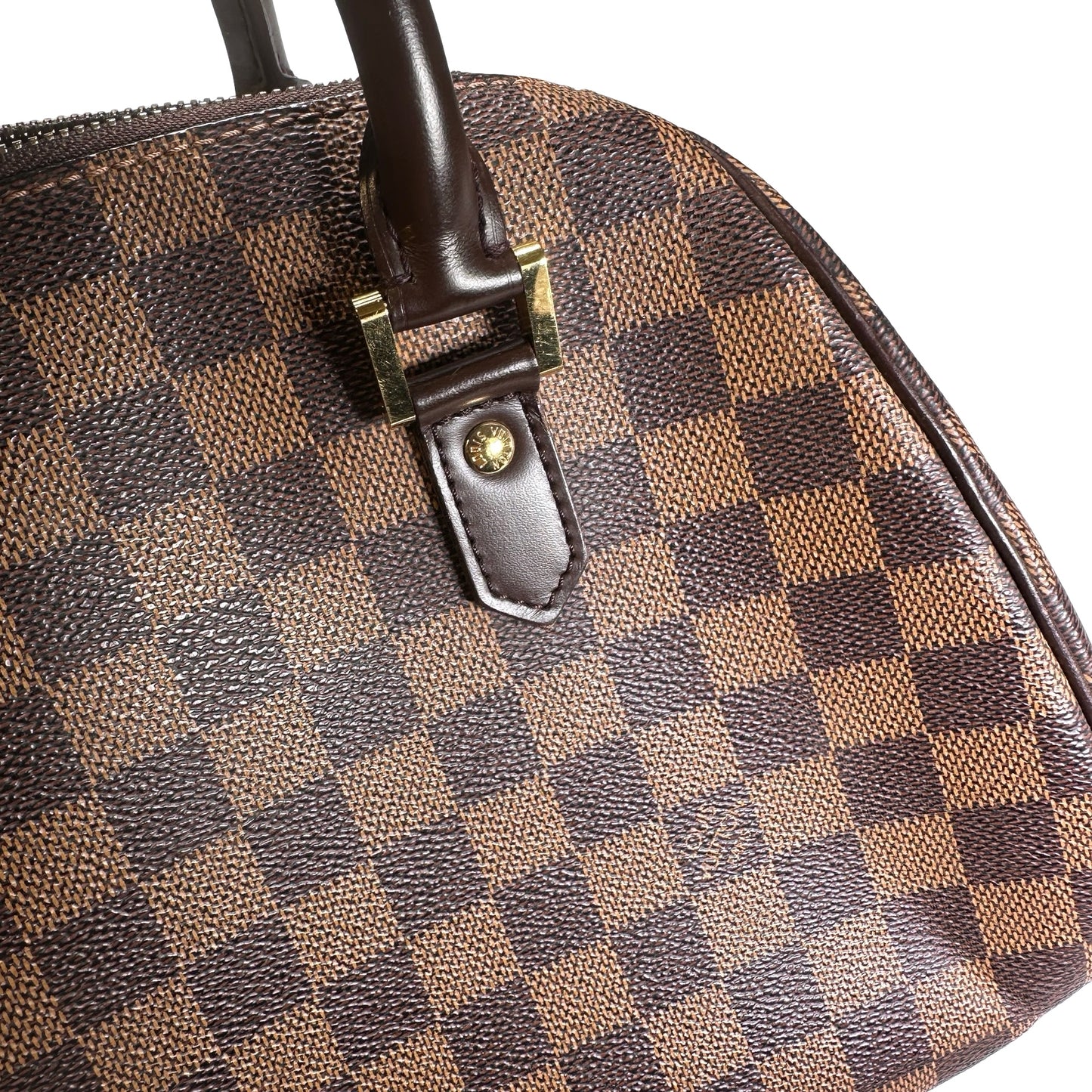Used LOUIS VUITTON Damier Ebene Triana Handbag Brown GHW