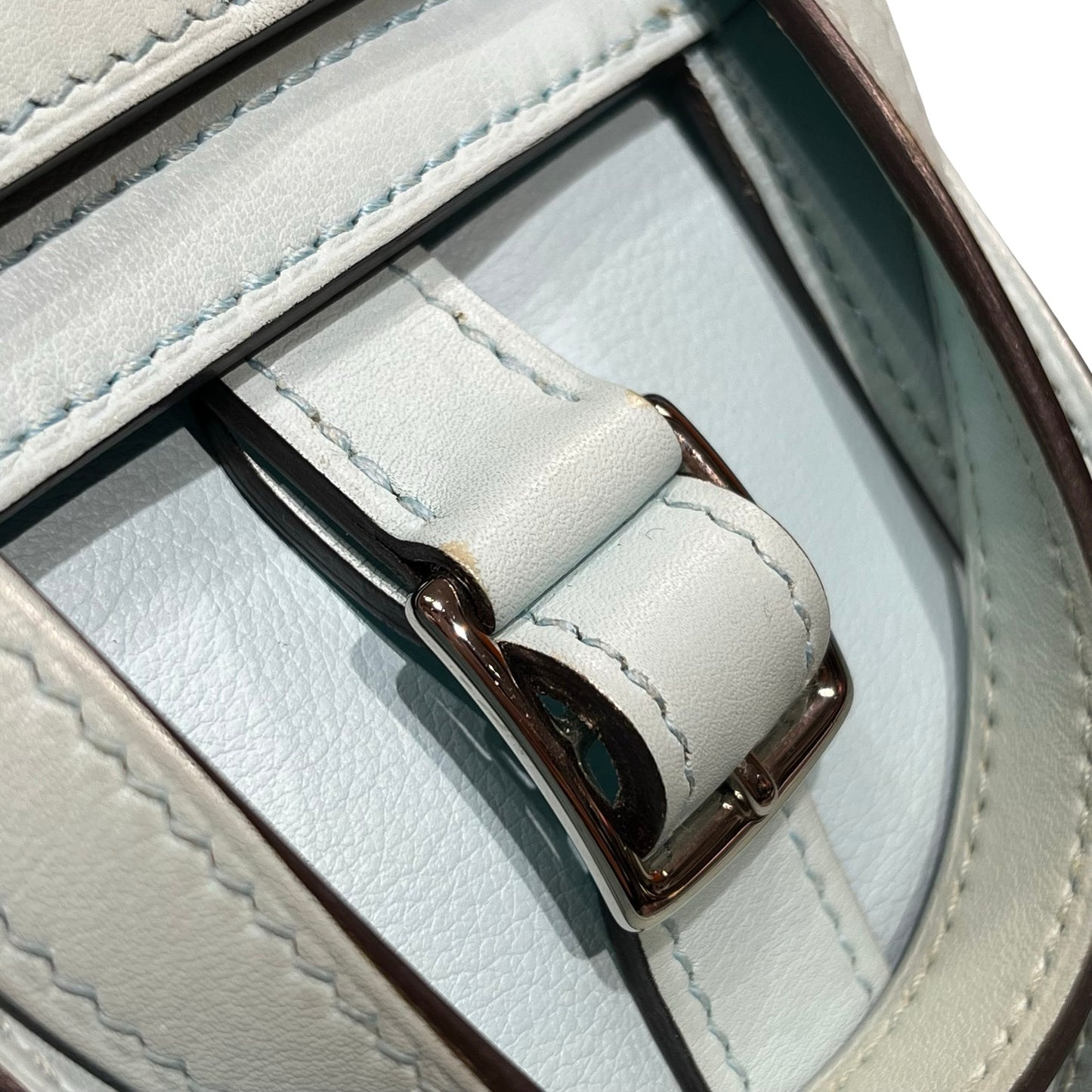 Used HERMÈS Mini Halzan Shoulder Bag Light Blue PHW