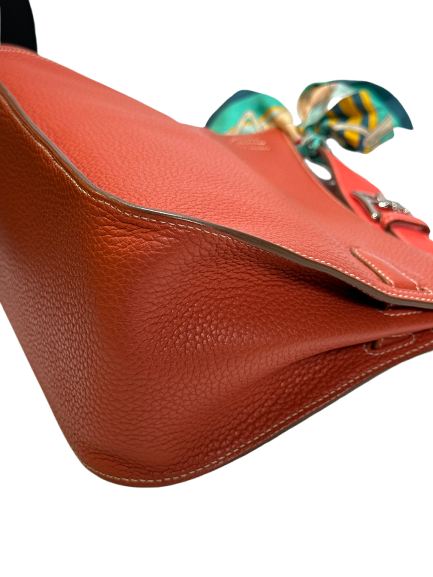 Used HERMES Clemence Jypsiere 28 Shoulder Bag Red PHW
