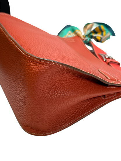 Used HERMES Clemence Jypsiere 28 Shoulder Bag Red PHW