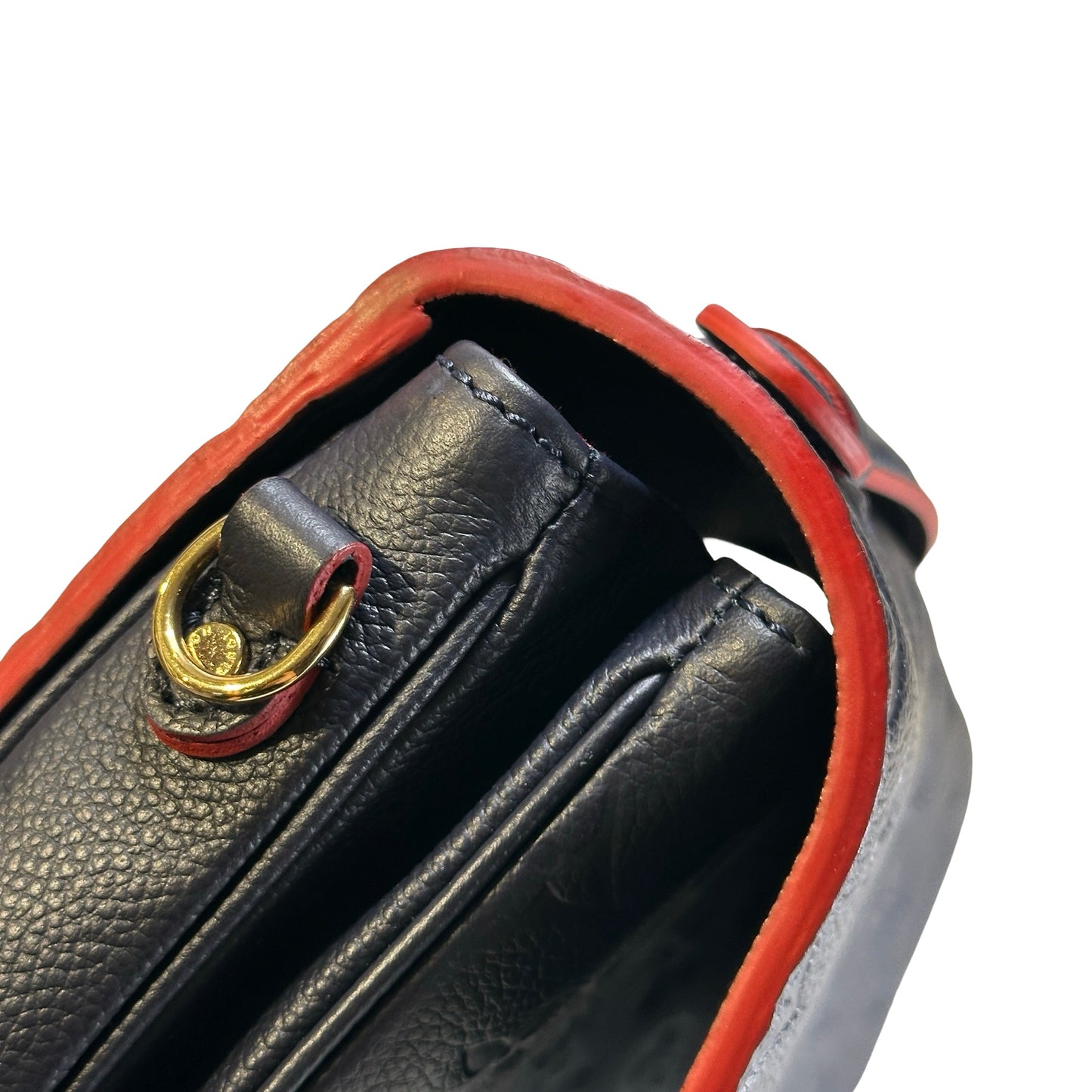 LOUIS VUITTON Monogram Empreinte Pochette Metis Crossbody Bag Navy Blue Red GHW