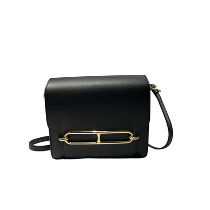 Used HERMÈS Calfskin Leather Roulis mini Shoulder Bag Black GHW