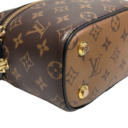 Used Louis Vuitton Monogram Eclipse Coated Canvas Vanity Chain Pouch Cross Body Bag Brown GHW