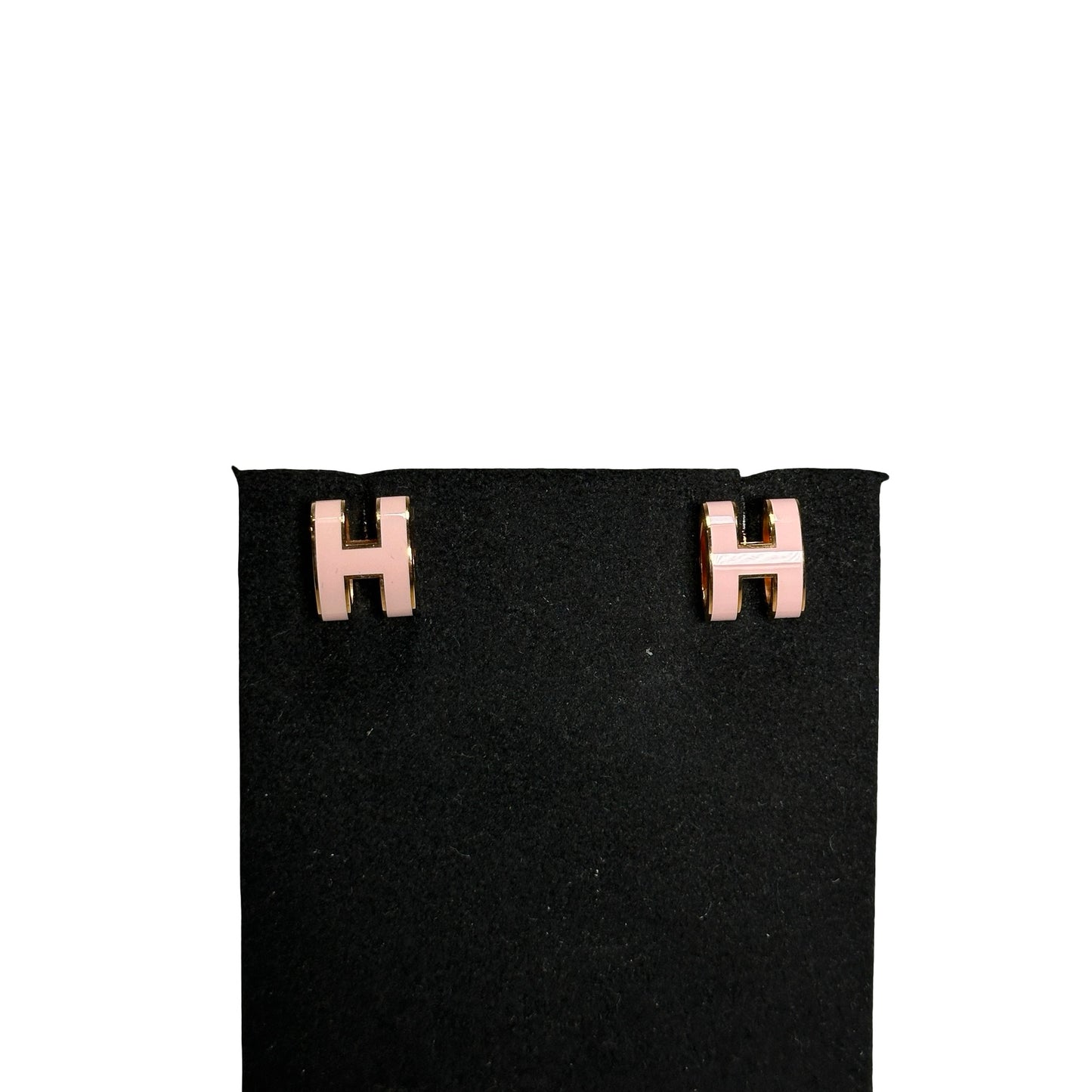 Used HERMES Gold Plating Pink Earrings Earrings Pink