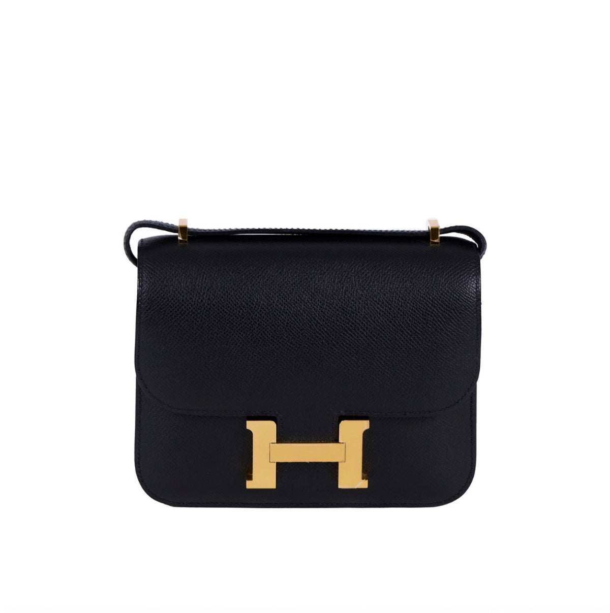 Brand New HERMES Epsom Constance Shoulder Bag Black Gold