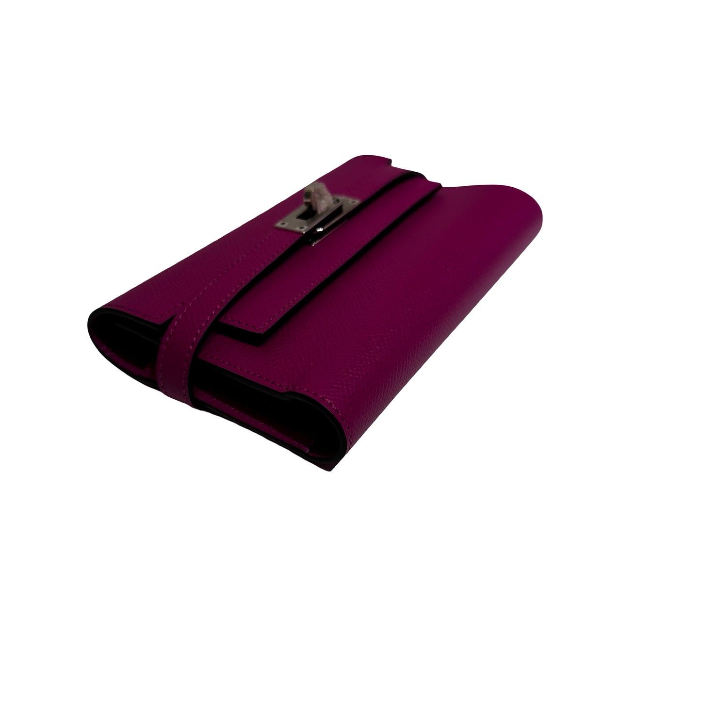 Used HERMÈS Leather Long Wallet Wallet Rose Red