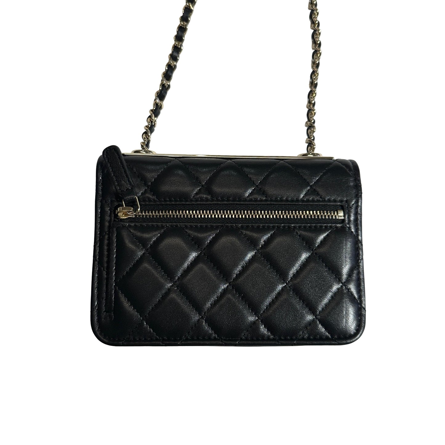 Used CHANEL Quilted Lambskin Trendy CC WOC Wallet on chain Black GHW