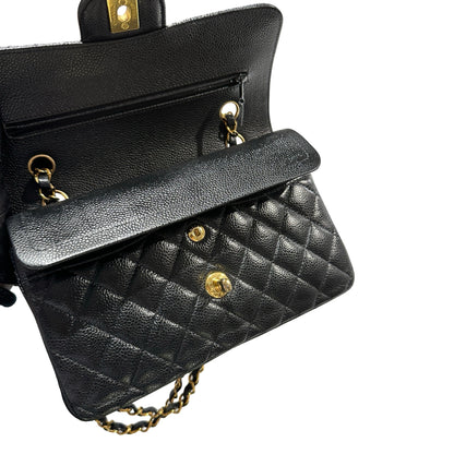 Used CHANEL Caviar Quilted CF23 Chain Shoulder Bag Black Gold