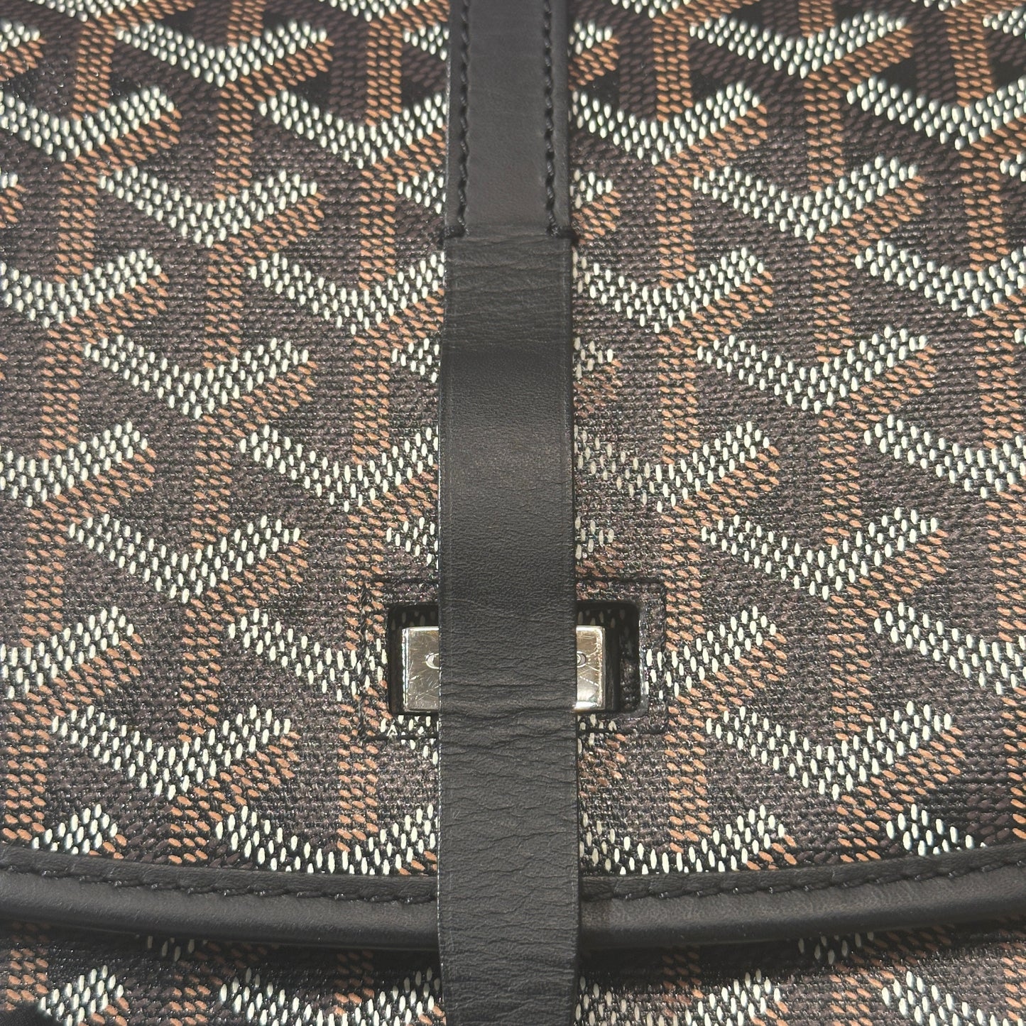 Used GOYARD Canvas SAC BELVEDERE Cross Body Bag Brown Black