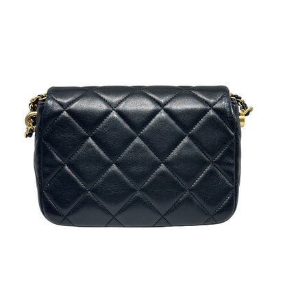Used CHANEL Mini Flap 17cm Chain Shoulder Bag Black GHW