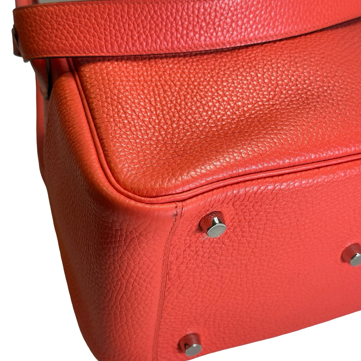 Used HERMES Clemence Lindy Handbag Pink