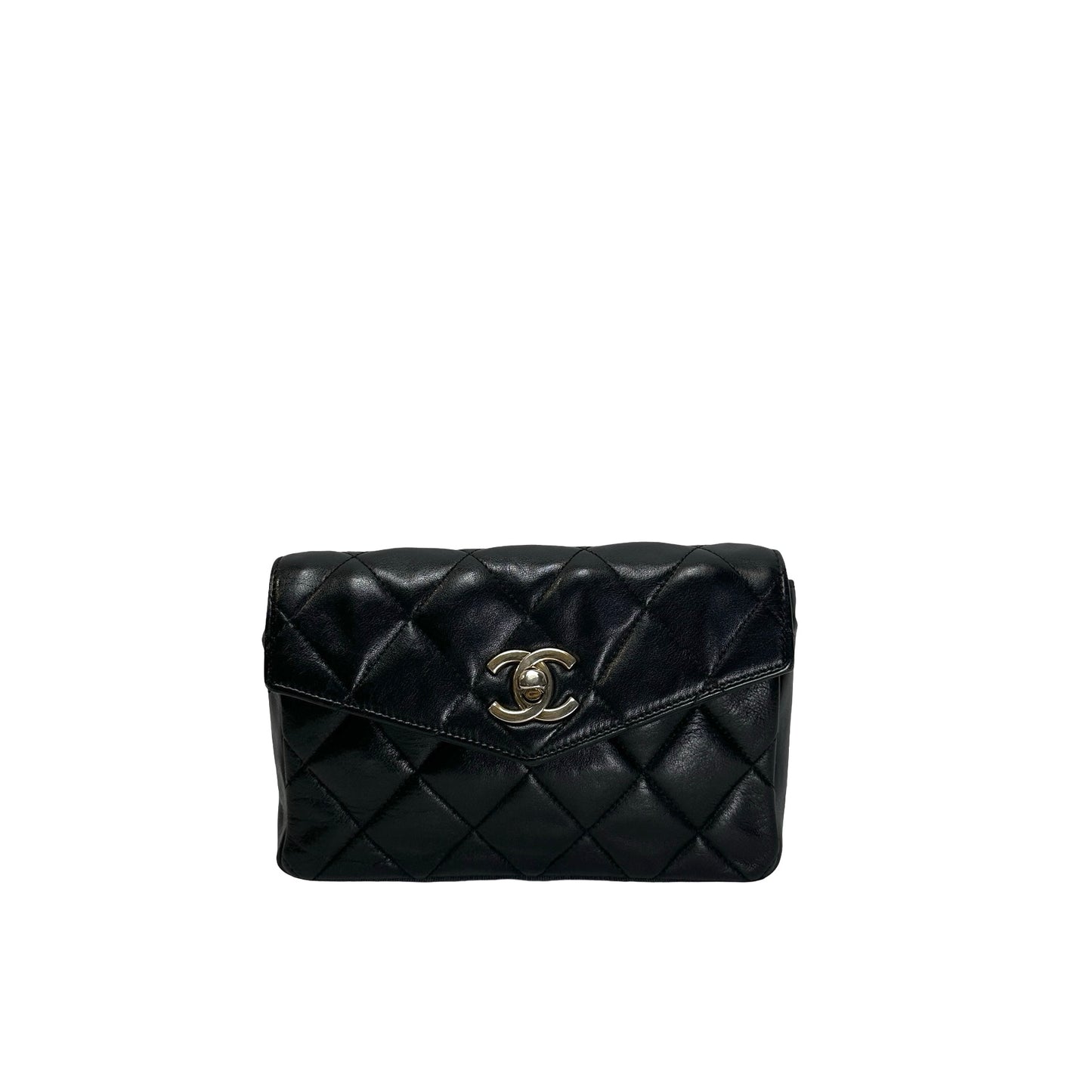 Used CHANEL Quilted Matelasse Belt bag Black