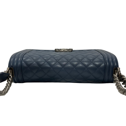 CHANEL BOY 25CM BLUE PHW CHAIN SHOULDER BAG [3001751]