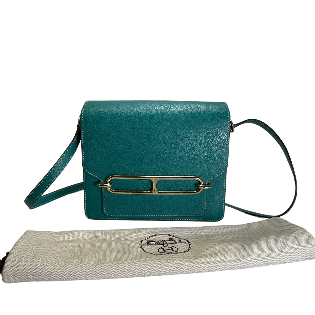 Used HERMES Epsom Roulis Shoulder Bag Green