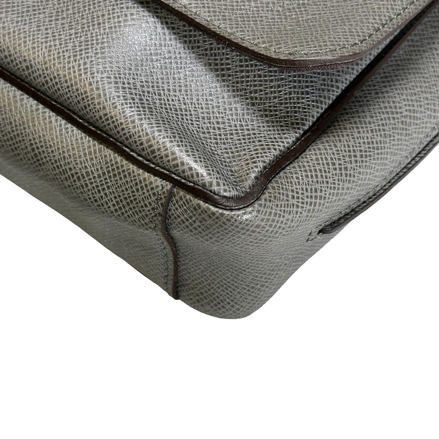 Used LOUIS VUITTON Calfskin Roman Messenger Bag Grey PHW