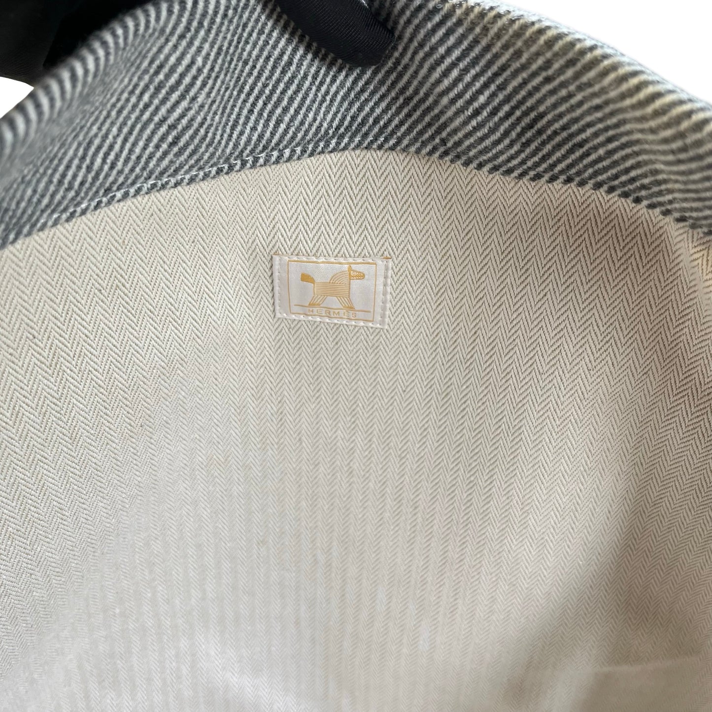 Used HERMES Canvas Animaux Nattes Nappy Bag Tote Bag Grey