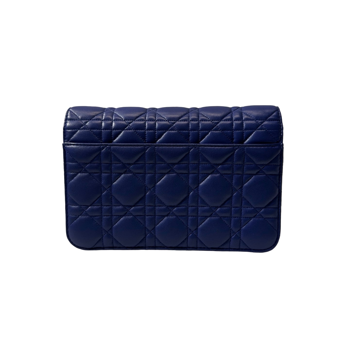 Used DIOR Lambskin Leather WOC LAMBSKIN Cross Body Bag PHW Navy Blue