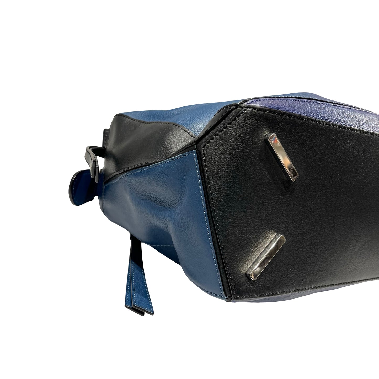 Used Loewe Calfskin Leather Puzzle bag medium Shoulder Bag Navy PHW