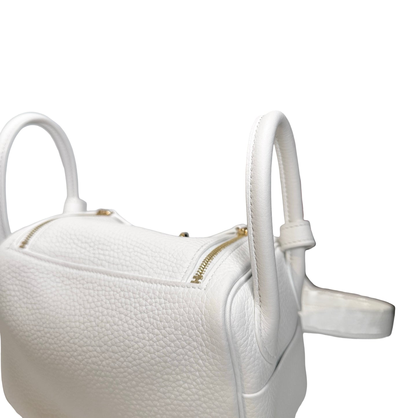 Used HERMES Clemence Leather Mini Lindy Cross body bag White GHW
