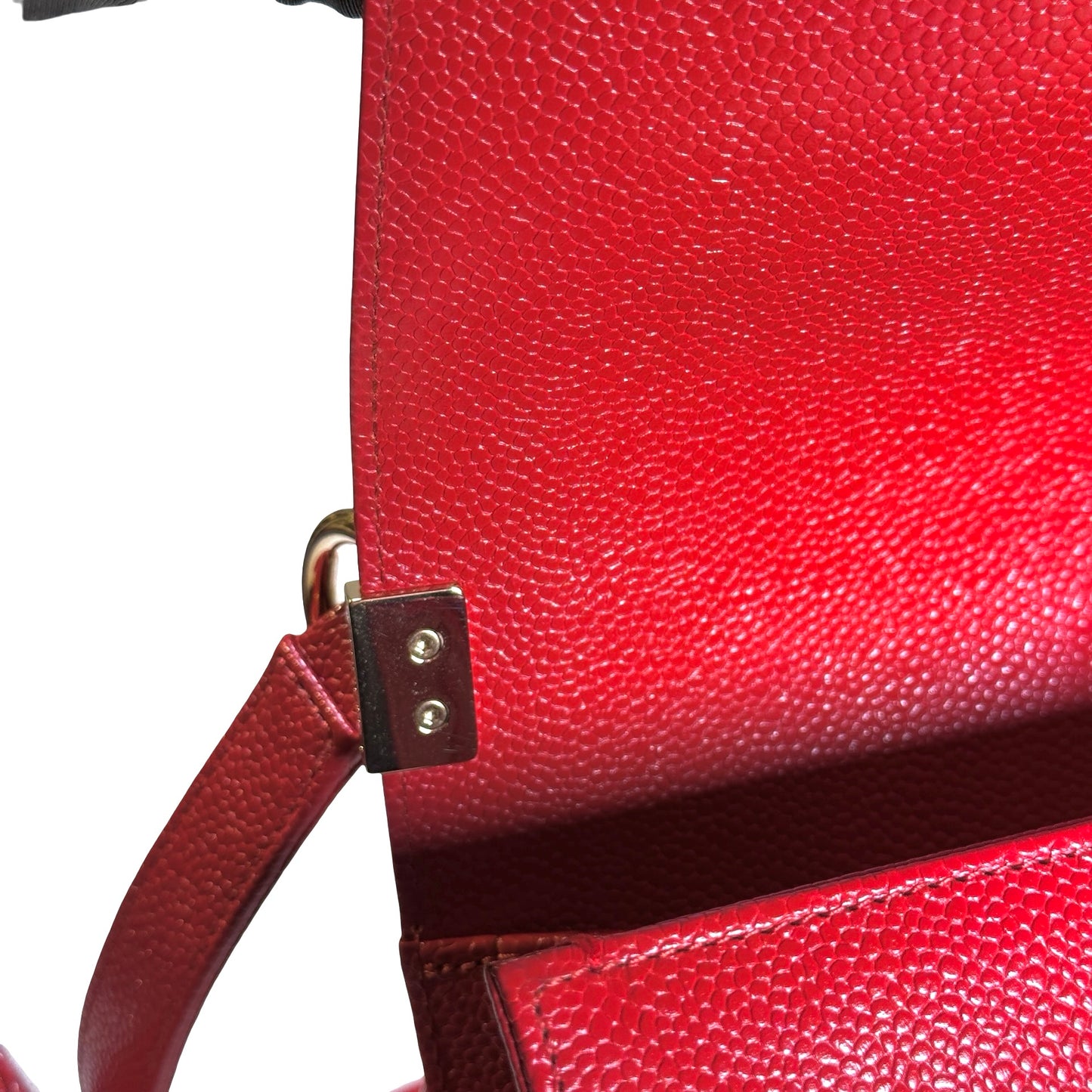 Used CHANEL Calfskin Boy Cross body bag Red GHW