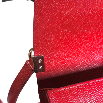 Used CHANEL Calfskin Boy Cross body bag Red GHW