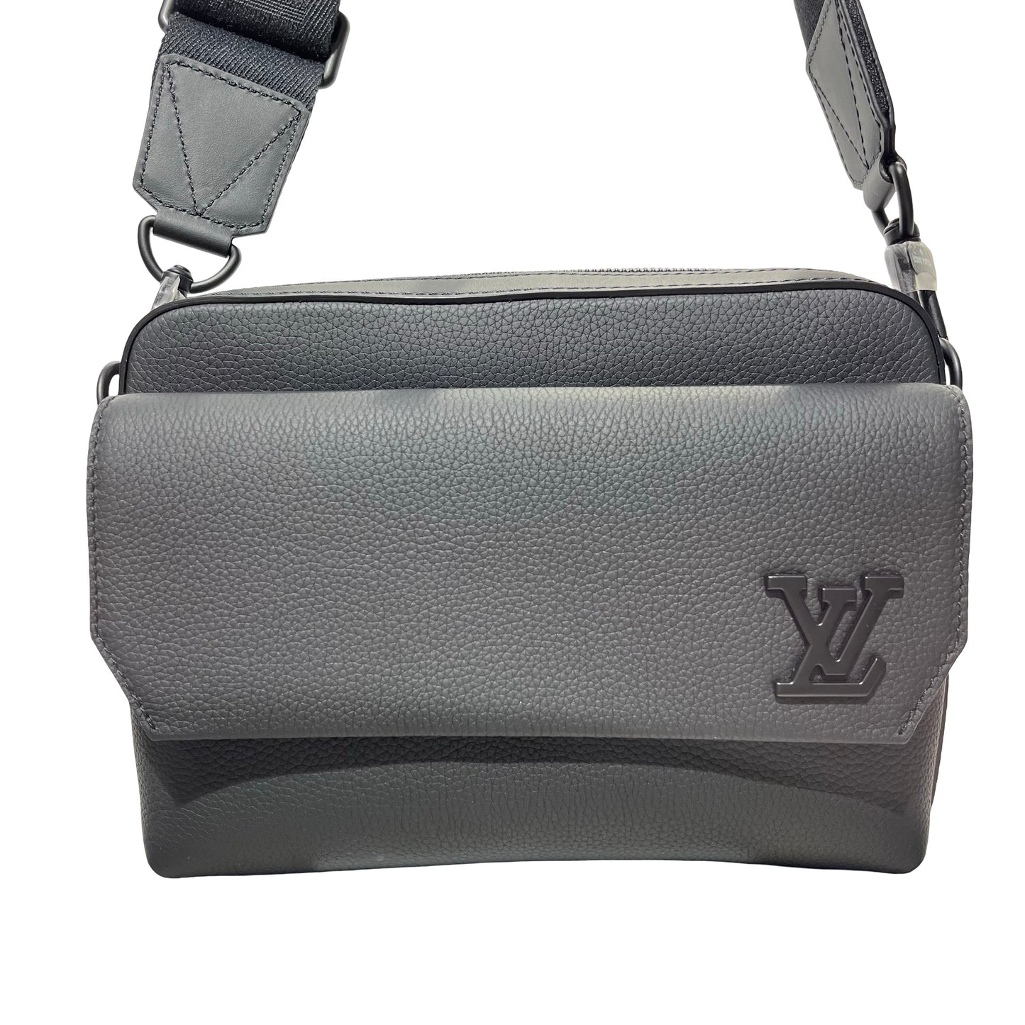Unused LOUIS VUITTON Calfskin Leather Fastline Messenger Cross Body Bag Black