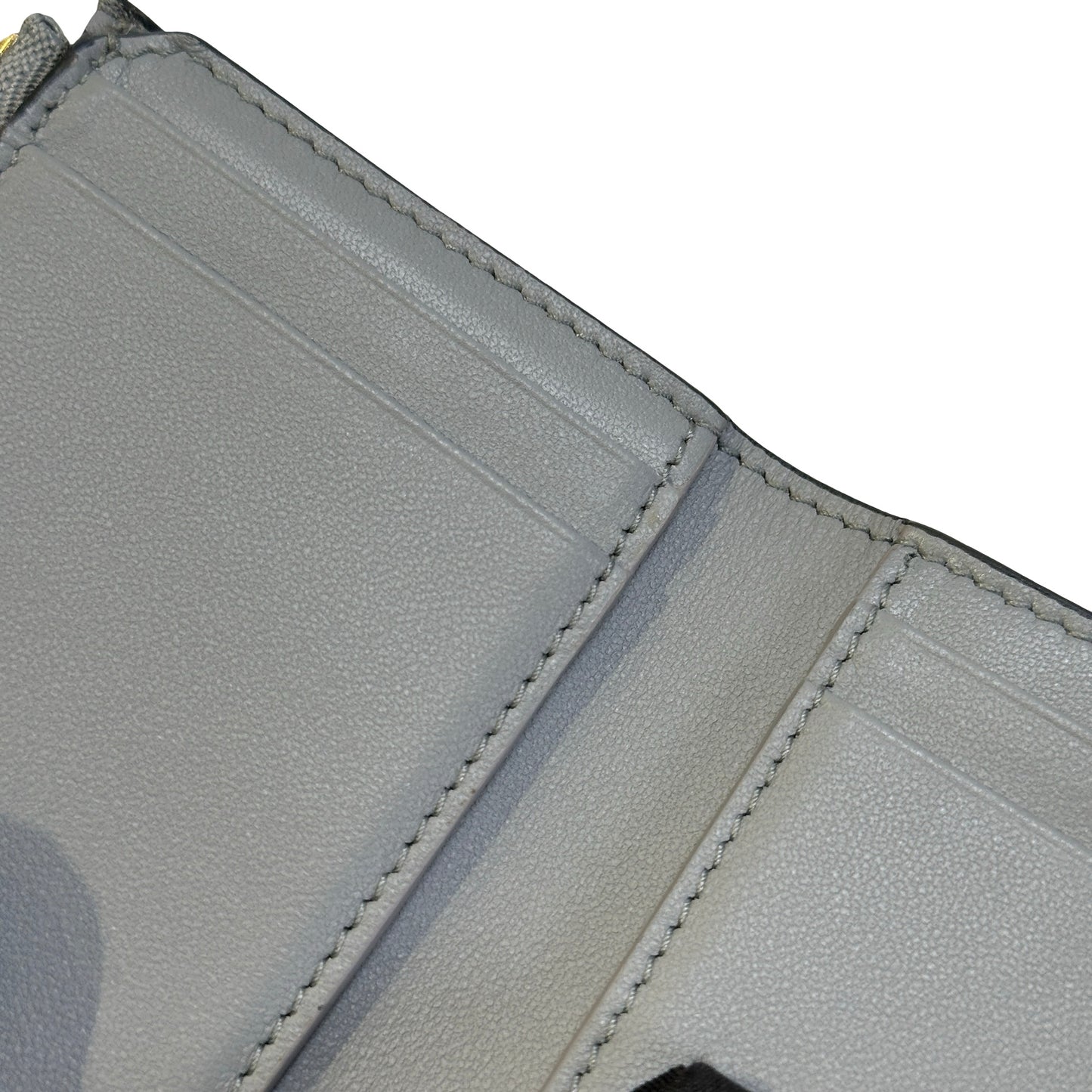 Used DIOR Grained Calfskin Saddle Lotus Wallet Wallet Grey