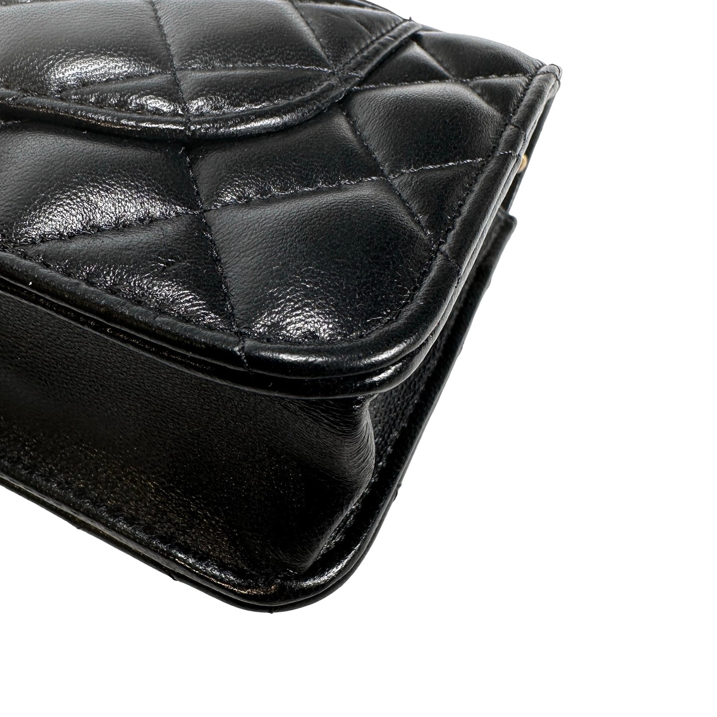 Used CHANEL Quilted Lambskin Wallet on chain Wallet on chain Black GHW