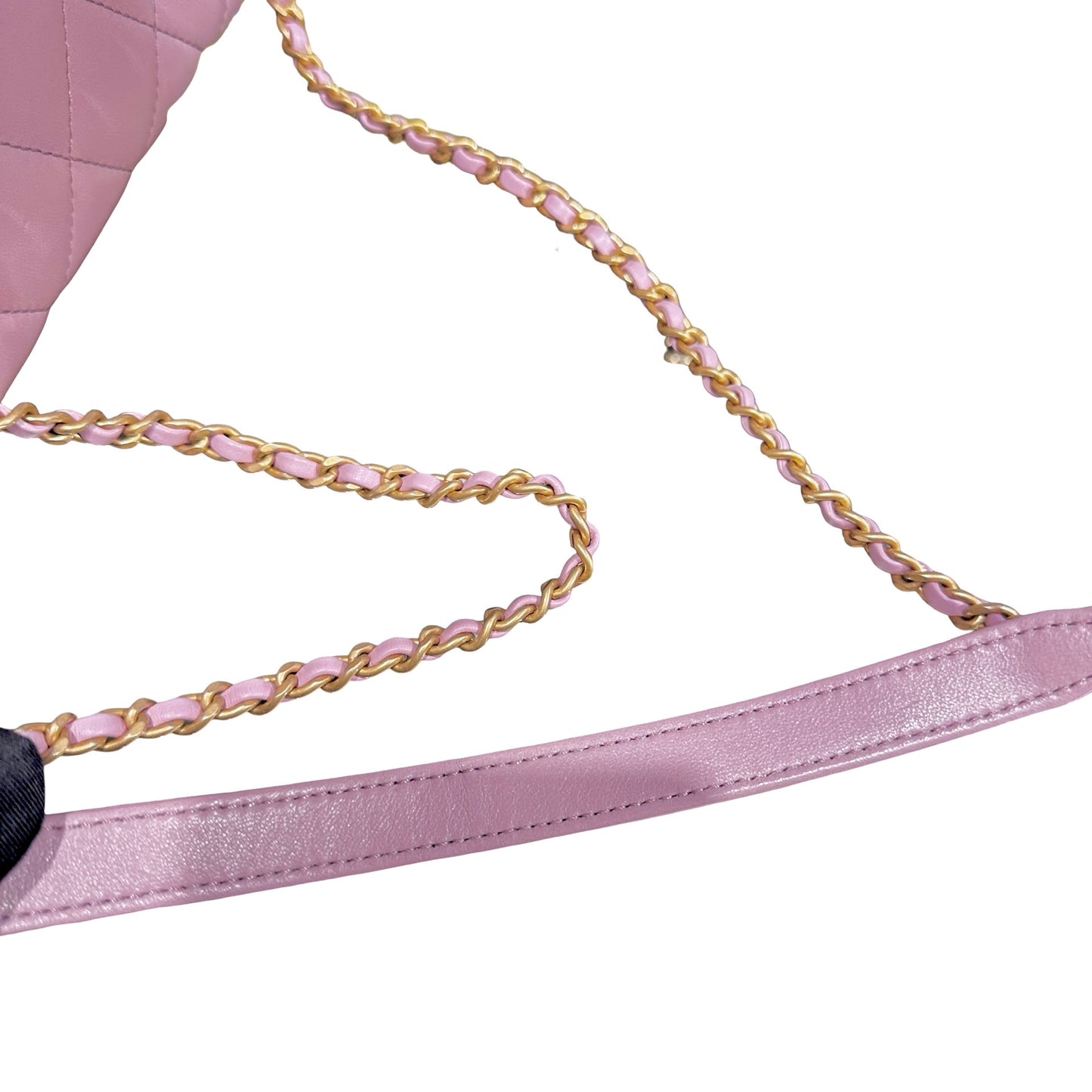 Used CHANEL Lambskin Cross Body Bag Pink GHW