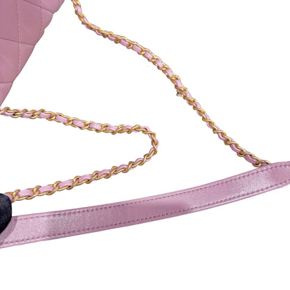 Used CHANEL Lambskin Cross Body Bag Pink GHW