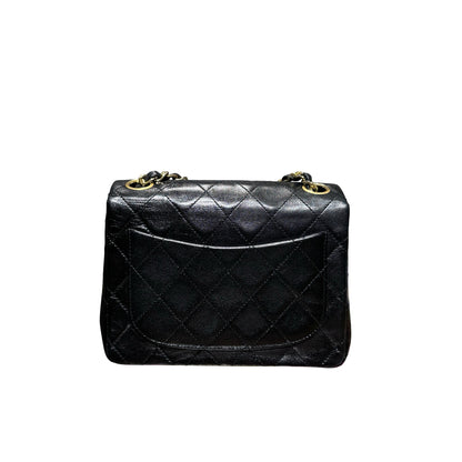 Used Chanel Vintage Mini Flap 17cm Shoulder Bag Black GHW