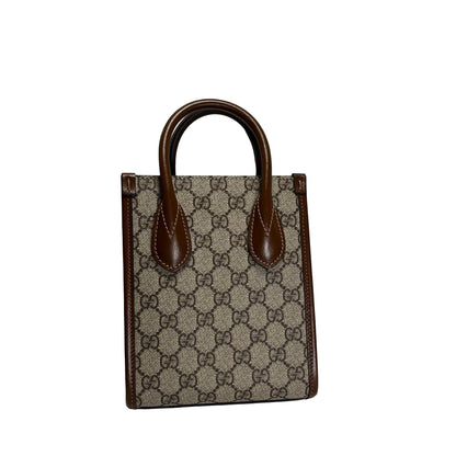 Used GUCCI GG Supreme Interlocking G Mini Tote Bag Tote Bag Beige Brown