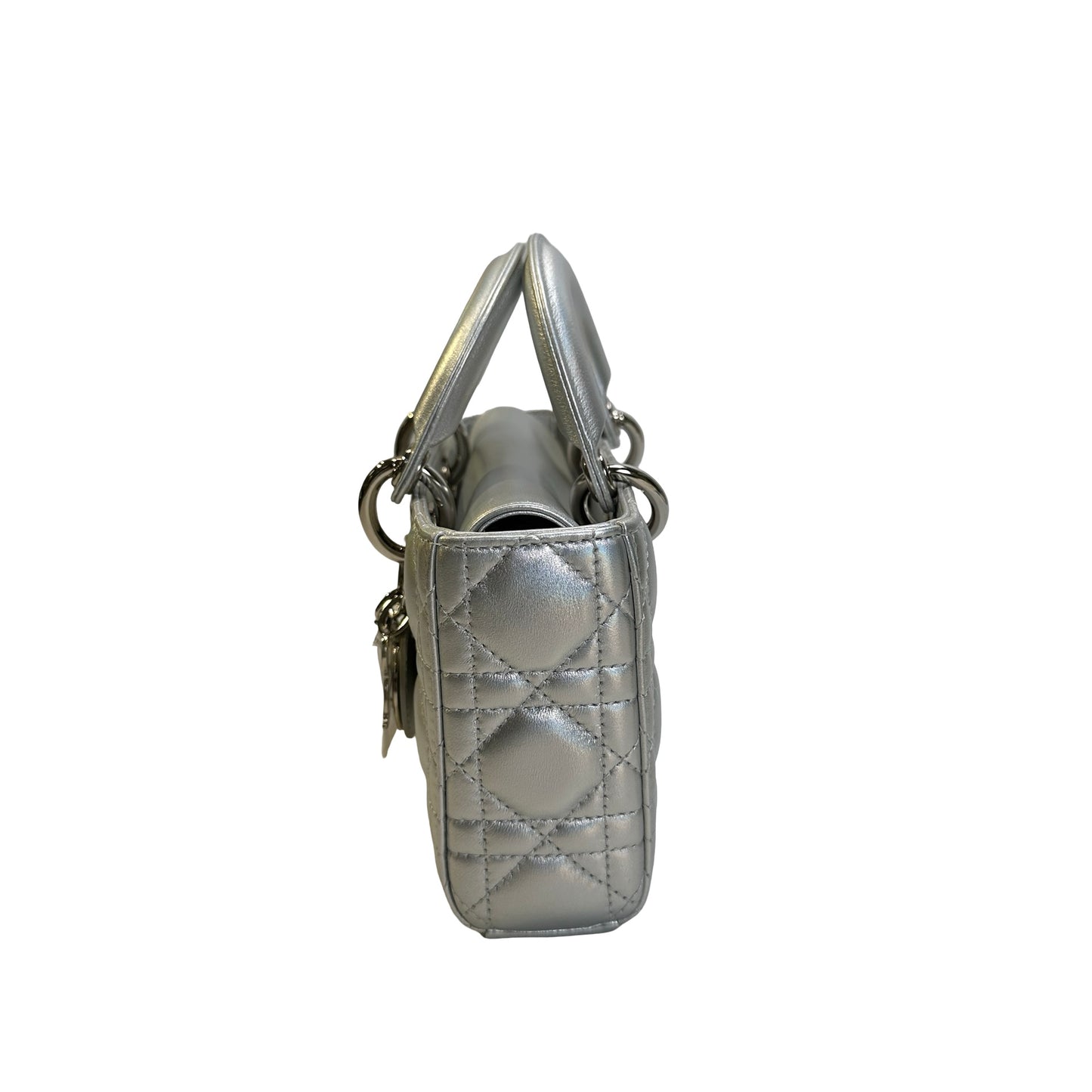 Used DIOR Cannage Lady D-Joy Handbag Silver