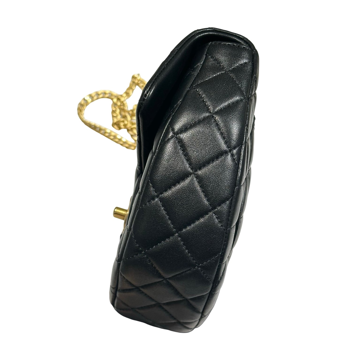 New CHANEL Lambskin Leather New CHANEL Lambskin Leather Hobo with Camellia Chain Shoulder Chain Shoulder Bag Black GHW