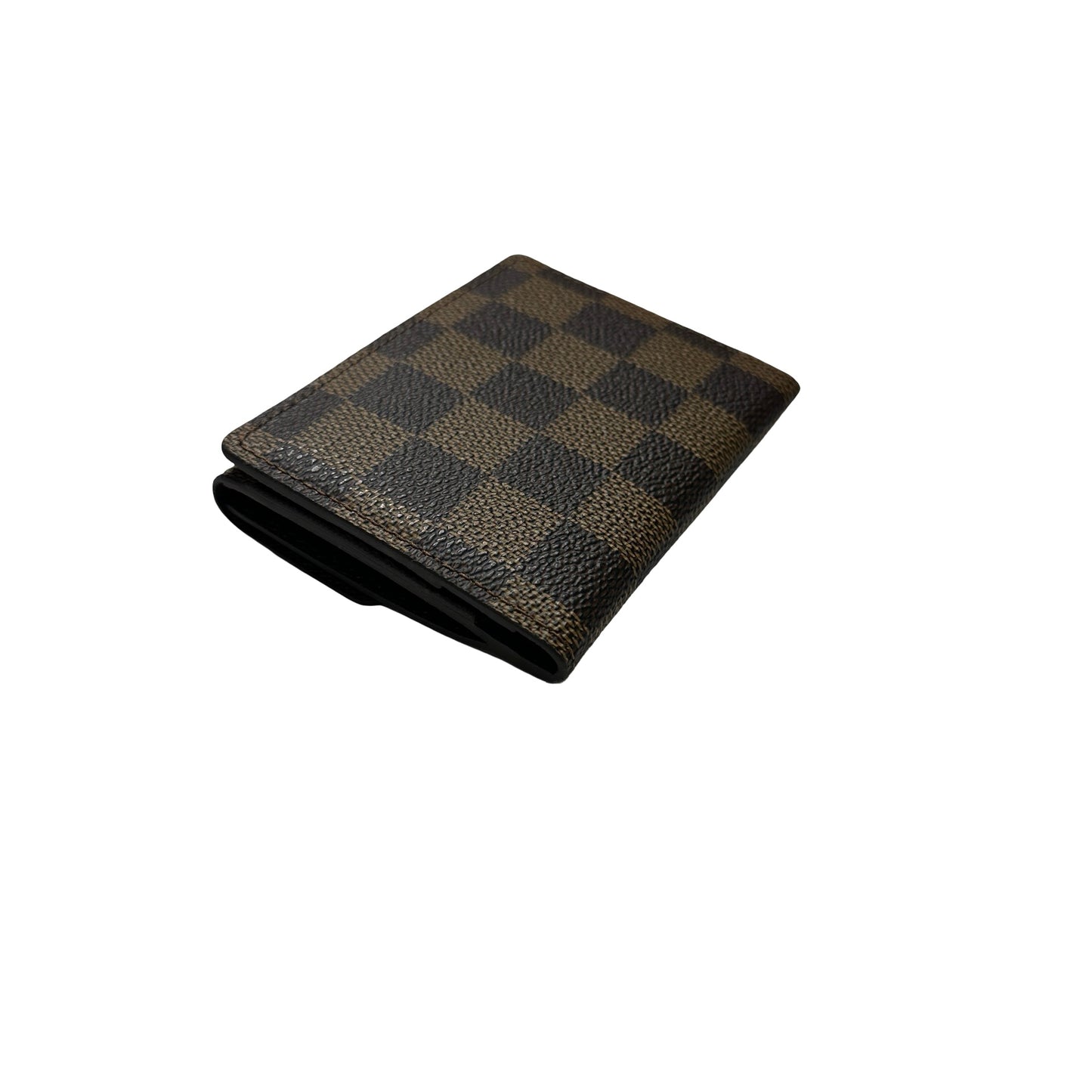 Used LOUIS VUITTON Damier Ebene Victorine Wallet Card holder Brown