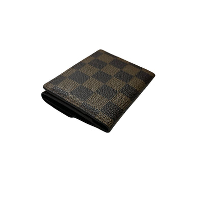 Used LOUIS VUITTON Damier Ebene Victorine Wallet Card holder Brown