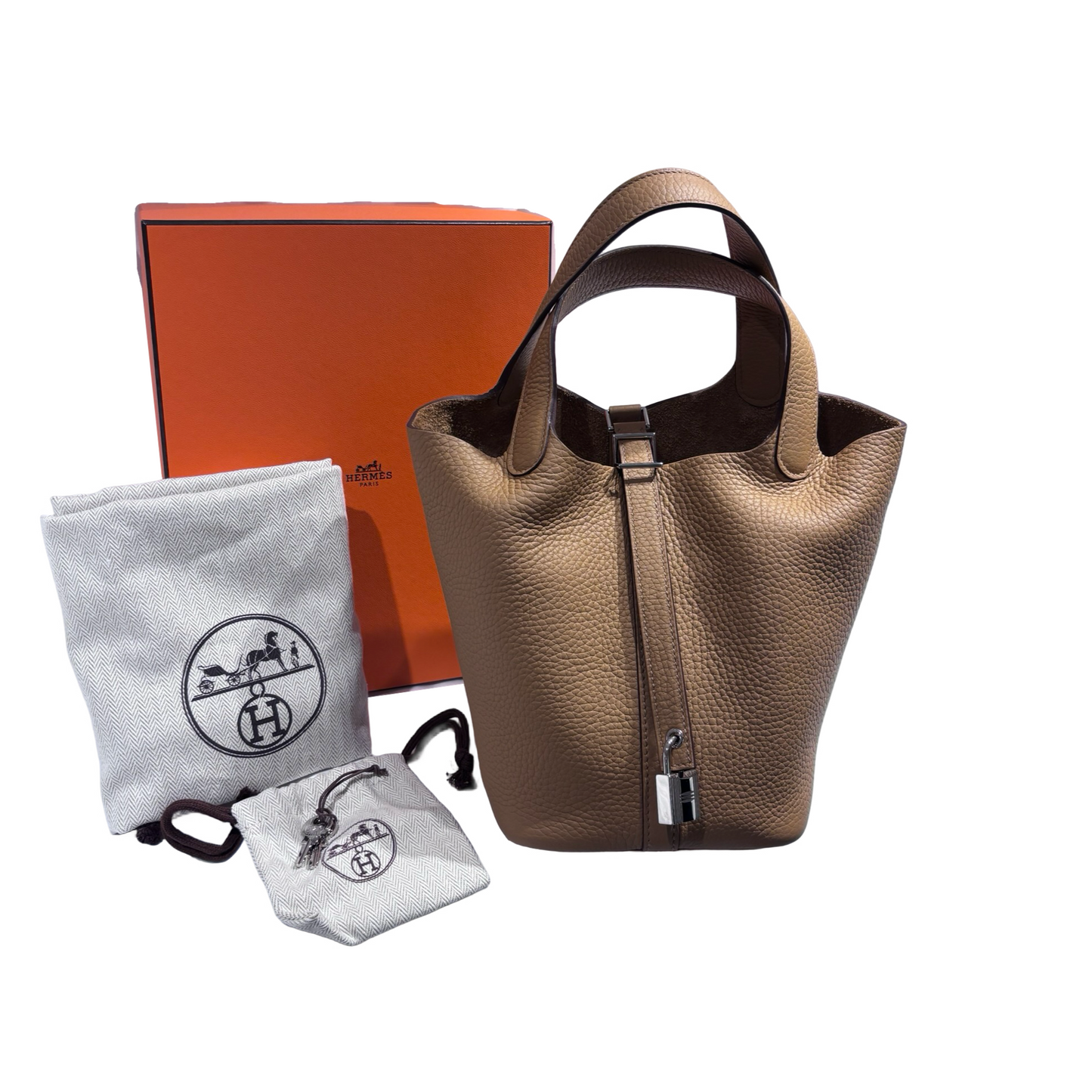 HERMES PICOTIN 18 BISCUIT BROWN PHW [3000222]