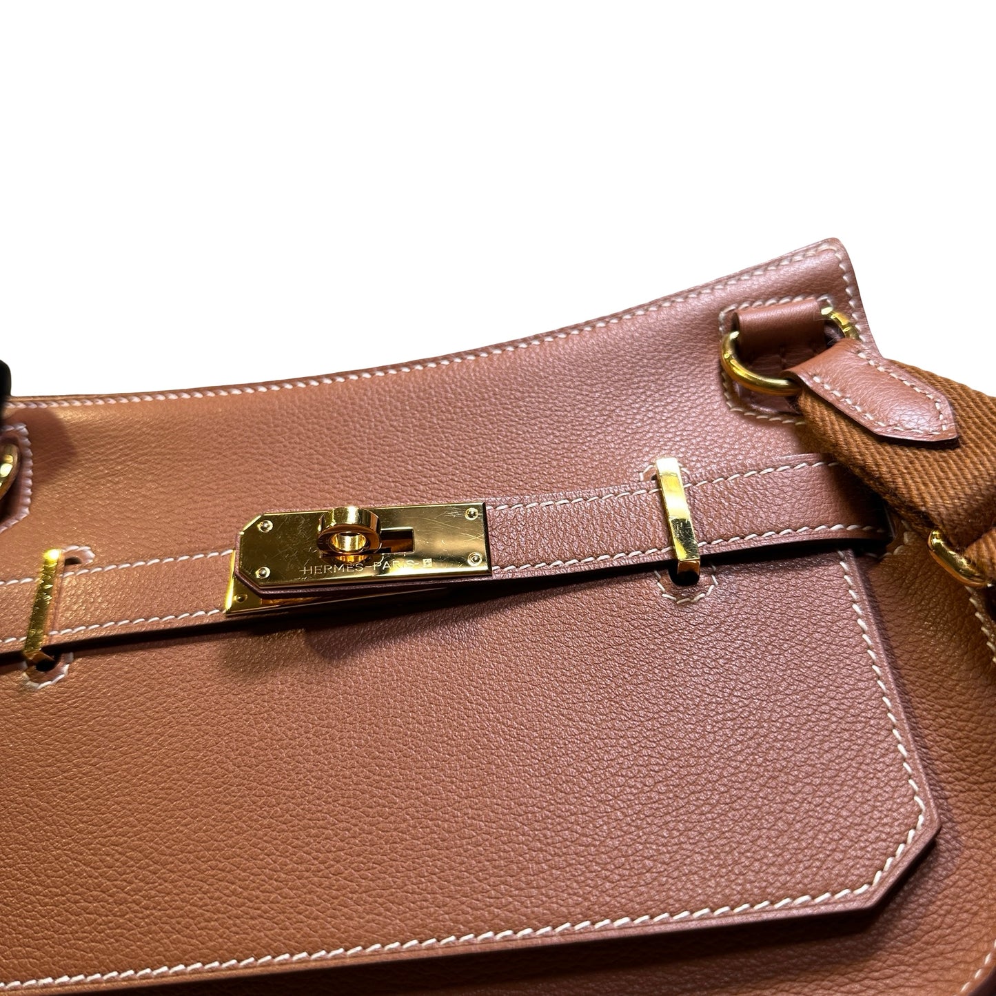 Used HERMÈS Leather MiniJypsiere Cross Body Bag GHW Brown