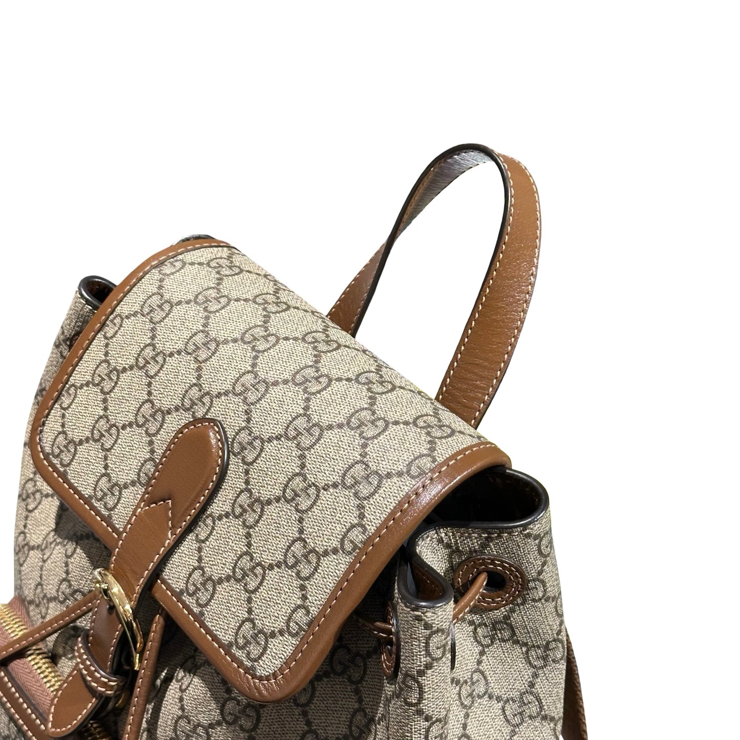 Used Gucci Canvas Gucci Monogram Backpack Backpack Beige Brown GHW