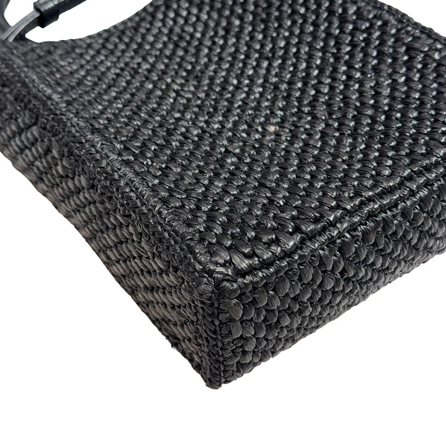 Used LOEWE RAFFIA TOTE Cross Body Bag Black