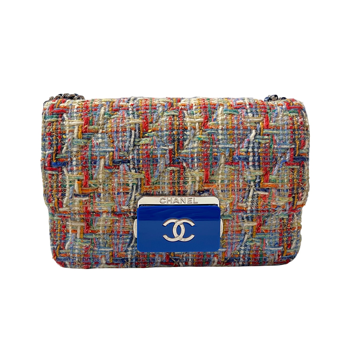 Used CHANEL beauty lock mini tweed Shoulder Bag Multicolor Blue PHW