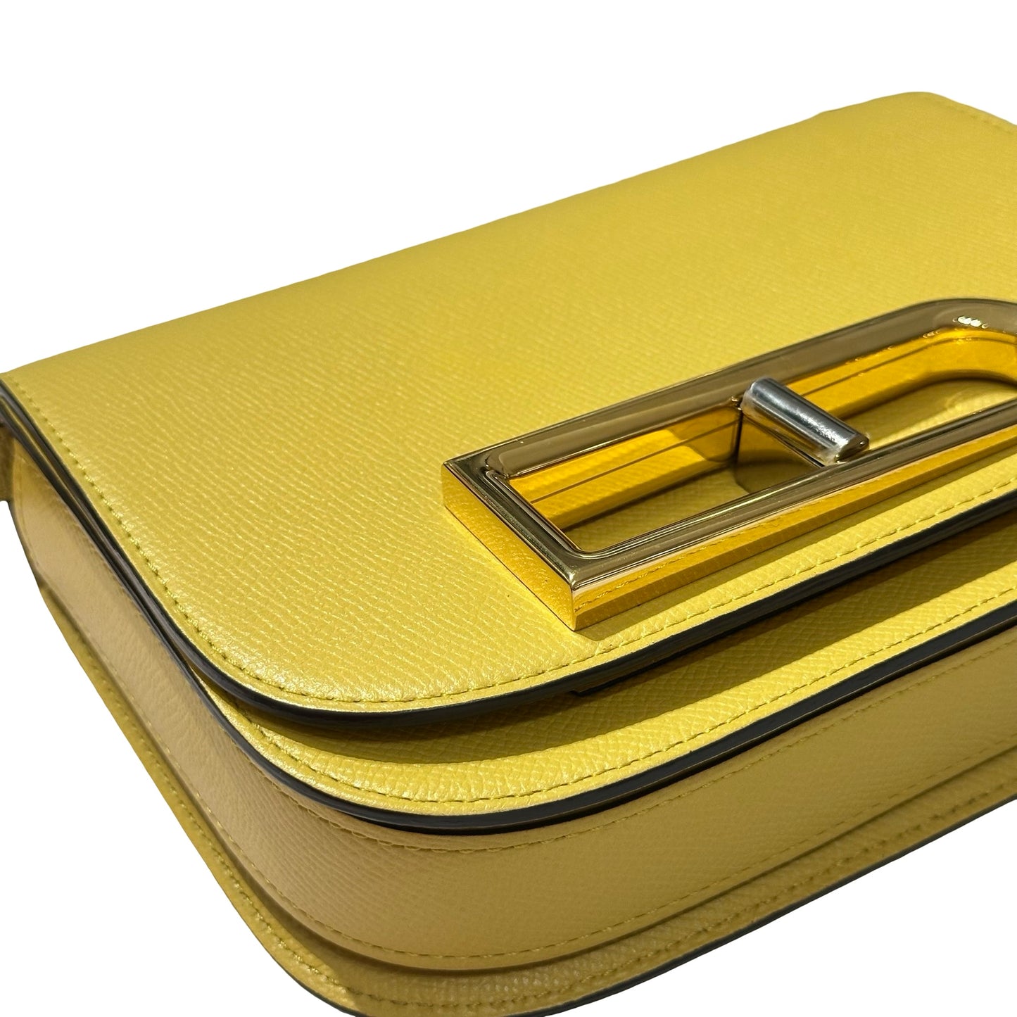 Used DELVAUX Alpina Calf Lingot Small Cross Body Bag Yellow PHW