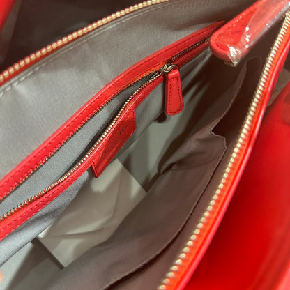 Used DIOR Lambskin Leather Cannage Granville Boston Two Way Shoulder Bag Red GHW
