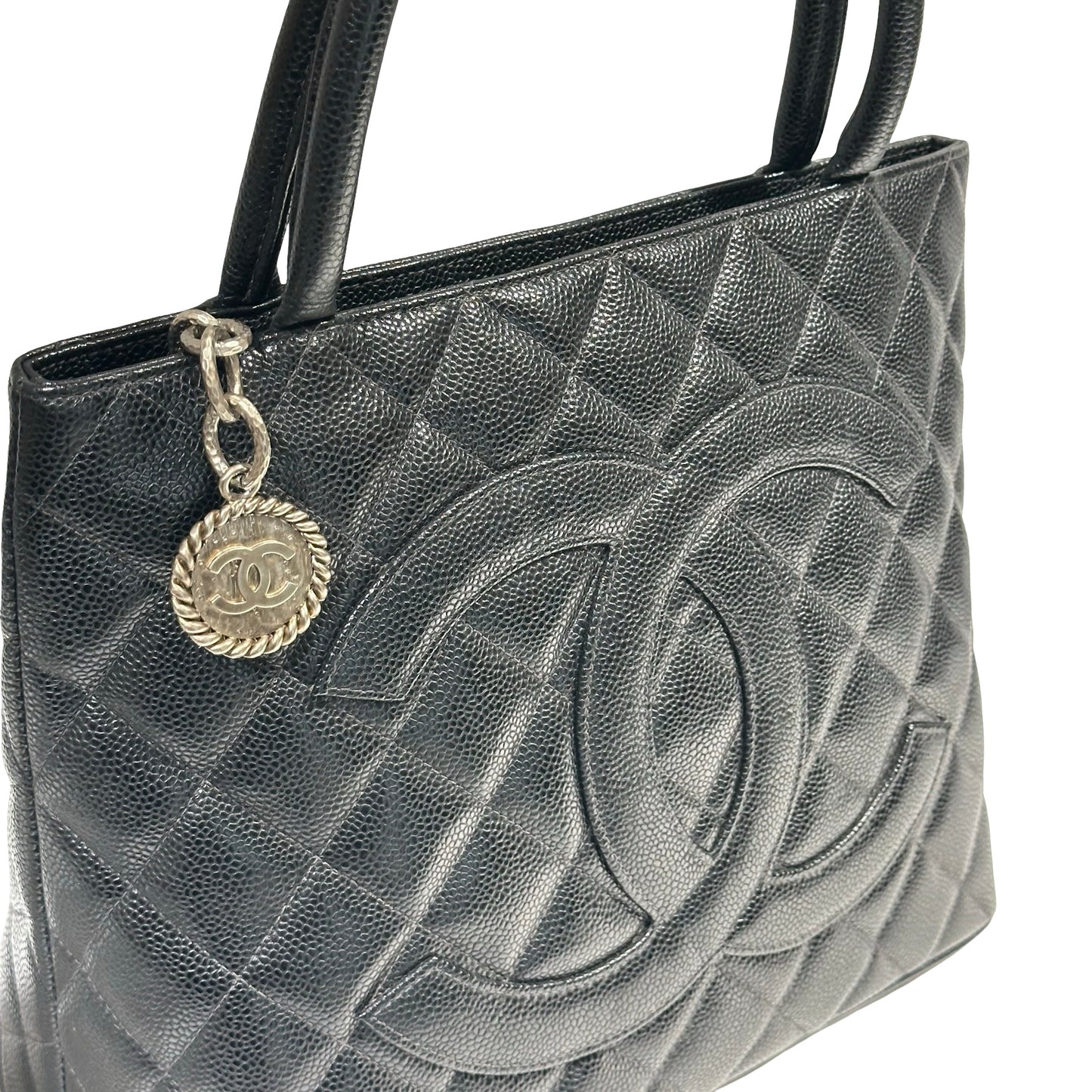CHANEL BLACK GHW CAVIAR MEDALLION TOTE [3000273]