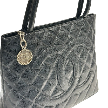 CHANEL BLACK GHW CAVIAR MEDALLION TOTE [3000273]