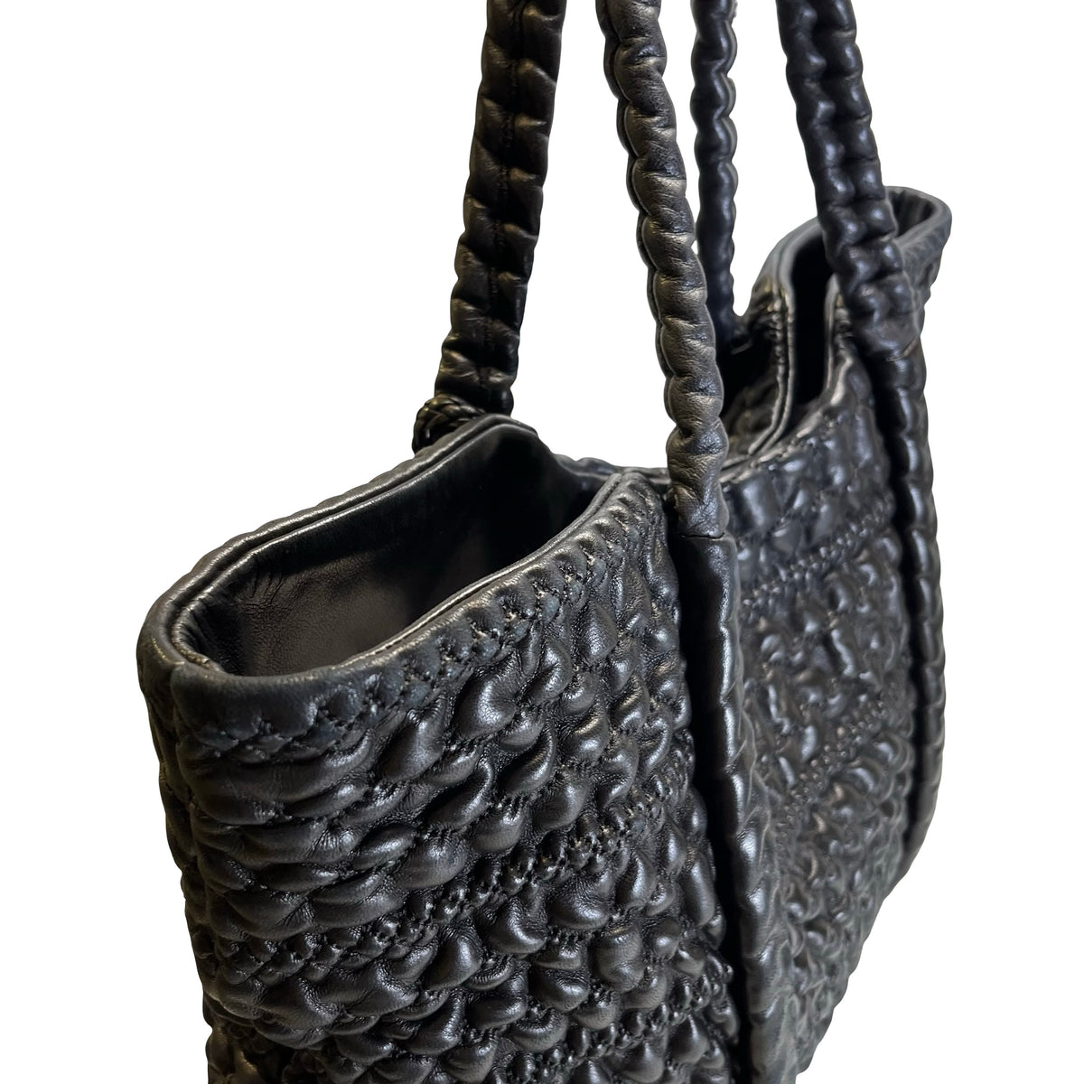 Used CHANEL Lambskin Tote Bag Tote Bag Black Silver